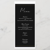 Schwarz-weißes Gold Modern Minimal Wedding Menü Menükarte (Vorderseite)