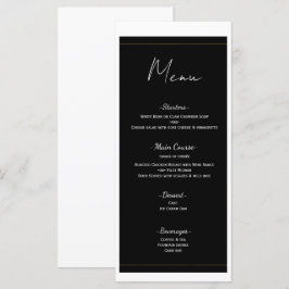 Schwarz-weißes Gold Modern Minimal Wedding Menü Menükarte