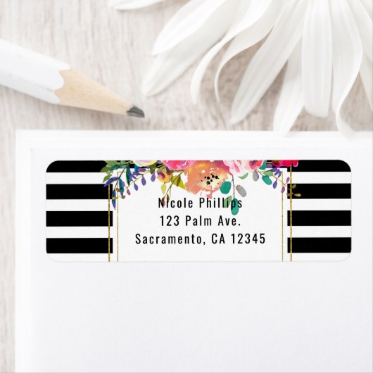 Schwarz-weißes Gold Modernes Blumenglam Eleganter (Insitu)