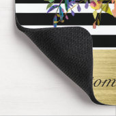 Schwarz-weißes Gold Modernes Blumenglam Eleganter  Mousepad (Ecke)