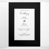 Schwarz-weißes Gold Modernes Highlights Dreifach Gefaltete Einladung (Innenseite Mitte)