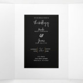 Schwarz-weißes Gold Modernes Highlights Dreifach Gefaltete Einladung (Innenseite Mitte)