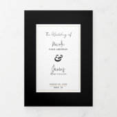 Schwarz-weißes Gold Modernes Highlights Dreifach Gefaltete Einladung (Cover)