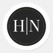 Schwarz-weißes Gold Modernes Highlights Runder Aufkleber (Vorderseite)