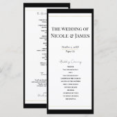 Schwarz-weißes Gold Modernes Minimal-Hochzeitsprog Programm (Vorne/Hinten)