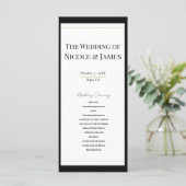 Schwarz-weißes Gold Modernes Minimal-Hochzeitsprog Programm (Stehend Vorderseite)
