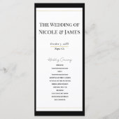 Schwarz-weißes Gold Modernes Minimal-Hochzeitsprog Programm (Vorderseite)