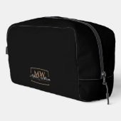 Schwarz-weißes Gold Monogramm Name-Skript Waschbeutel (Rechte Ecke)