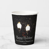 Schwarz-weißes Gold Snow Party für Winterurlaube Pappbecher (Rückseite)