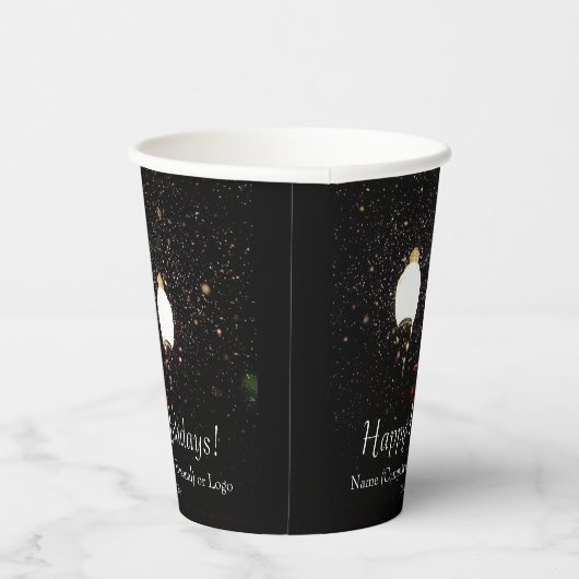 Schwarz-weißes Gold Snow Party für Winterurlaube Pappbecher (Rechts)