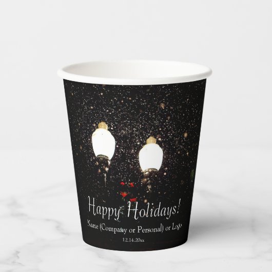 Schwarz-weißes Gold Snow Party für Winterurlaube Pappbecher (Vorderseite)