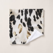 Schwarz-weißes Gold Südwest Cowhide Brautparty Badhandtuch Set (Waschlappen)