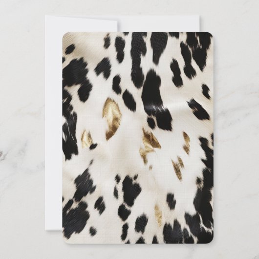 Schwarz-weißes Gold Südwest Cowhide Brautparty Einladung (Rückseite)