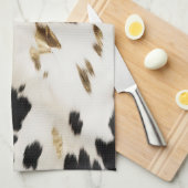 Schwarz-weißes Gold Südwestküste Geschirrtuch (Viertel Falte)