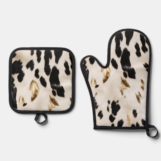 Schwarz-weißes Gold Südwestküste Ofenhandschuh & Topflappen-Set (Vorderseite)