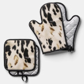 Schwarz-weißes Gold Südwestküste Ofenhandschuh & Topflappen-Set (Vorderseite/Rückseite)