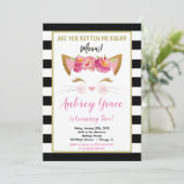 Schwarz-weißes Goldkitt Katze Geburtstagsparty Einladung (Stehend Vorderseite)