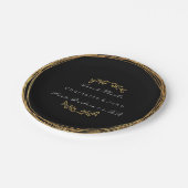 Schwarz-weißes Goldkranz-Blumenzwiebeln Pappteller (Schrägansicht)