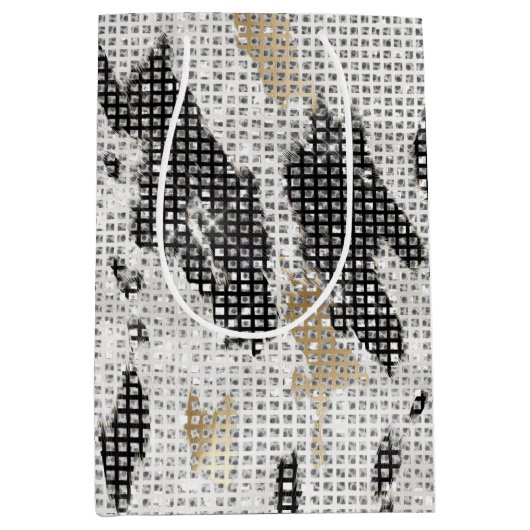 Schwarz-weißes Goldkühe-Tier-Print Sparkon Geburts Mittlere Geschenktüte (Vorderseite)