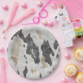 Schwarz-weißes Goldkühe-Tier-Print Sparkon Geburts Pappteller (Party)