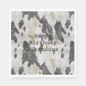 Schwarz-weißes Goldkühe-Tier-Print Sparkon Geburts Serviette (Vorderseite)