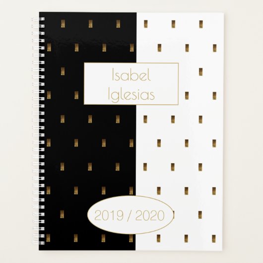 Schwarz-weißes Goldmonogramm 2019 2020 I Planer (Vorderseite)