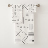 Schwarz-weißes Gorgees Modern Geometric Muster Badhandtuch Set (Insitu)