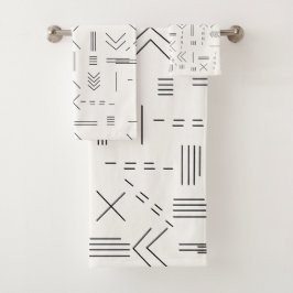Schwarz-weißes Gorgees Modern Geometric Muster Badhandtuch Set