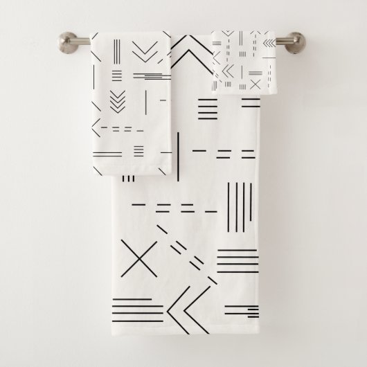 Schwarz-weißes Gorgees Modern Geometric Muster Badhandtuch Set (Insitu)