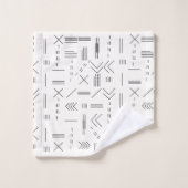 Schwarz-weißes Gorgees Modern Geometric Muster Badhandtuch Set (Waschlappen)