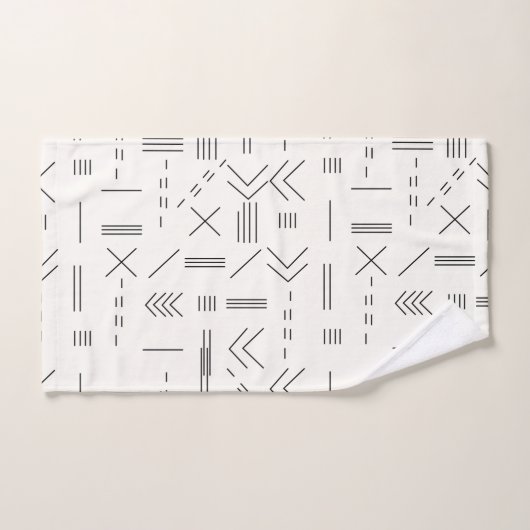 Schwarz-weißes Gorgees Modern Geometric Muster Badhandtuch Set (Handtuch)