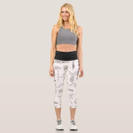 Schwarz-weißes Gorgees Modern Geometric Muster Capri Leggings