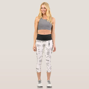 Schwarz-weißes Gorgees Modern Geometric Muster Capri Leggings
