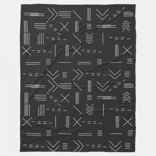 Schwarz-weißes Gorgees Modern Geometric Muster Fleecedecke (Vorderseite)