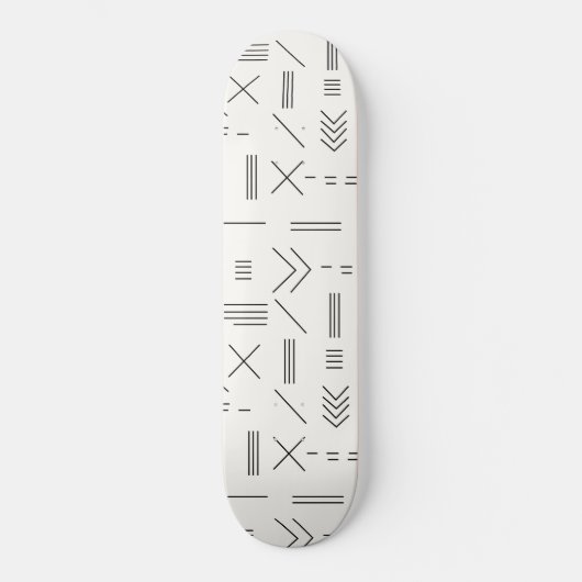 Schwarz-weißes Gorgees Modern Geometric Muster Skateboard (Vorderseite)