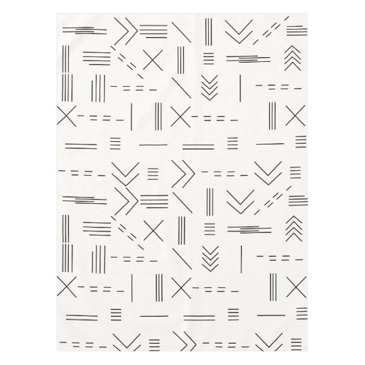 Schwarz-weißes Gorgees Modern Geometric Muster Tischdecke (Vorderseite)