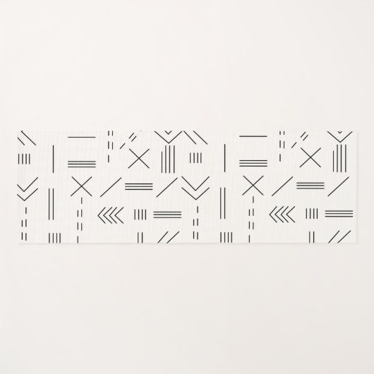Schwarz-weißes Gorgees Modern Geometric Muster Yogamatte (Vorderseite (Horizontal))