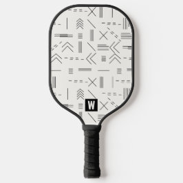Schwarz-weißes Gorgeous Modern Geometric Monogram Pickleball Schläger