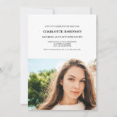 Schwarz-weißes Graduiertenskript 4 Fotos Abschluss Einladung (Rückseite)