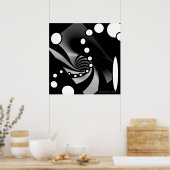 Schwarz-weißes grau geometrisches Abstract Design Poster (Küche)