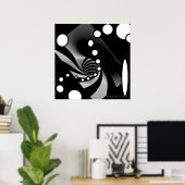 Schwarz-weißes grau geometrisches Abstract Design Poster (Heimbüro)