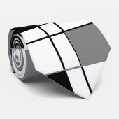 Schwarz-weißes graues Kariertes Tartan Prüfmuster Krawatte (Gerollt)