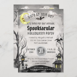 Schwarz-weißes graues Kostüm Party Spooky Hallowee Einladung