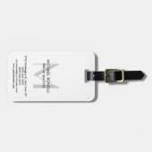 Schwarz-weißes Graues Monogramm Gepäckanhänger (Vorderseite horizontal)