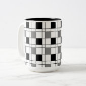 Schwarz-weißes graues Prüfmuster Zweifarbige Tasse (Vorderseite Links)