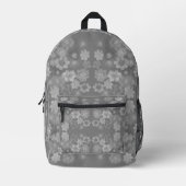 Schwarz-weißes graues Retro-Floral-Muster Bedruckter Rucksack (Vorderseite)