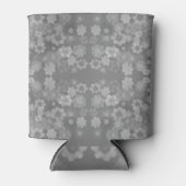 Schwarz-weißes graues Retro-Floral-Muster Dosenkühler (Vorderseite)