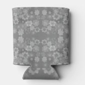 Schwarz-weißes graues Retro-Floral-Muster Dosenkühler (Rückseite)