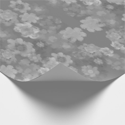 Schwarz-weißes graues Retro-Floral-Muster Geschenkpapier (Ecke)