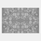 Schwarz-weißes graues Retro-Floral-Muster Geschenkpapier Set (Vorderseite 3)